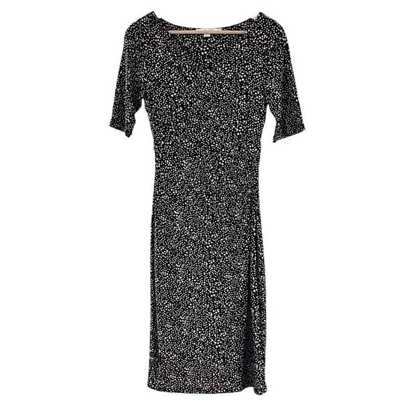 BODEN Rita Ruched Jersey Polka Dot Speckled Midi Dress - Picture 2 of 8